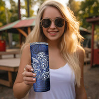 New Zealand Connecting with Seas Skinny Tumbler Maori Tribal and Sea Animals Tattoo - White Glass Style