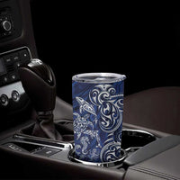 New Zealand Connecting with Seas Tumbler Cup Maori Tribal and Sea Animals Tattoo - White Glass Style