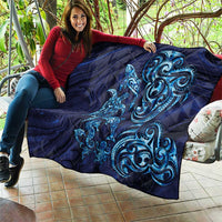 New Zealand Connecting with Seas Quilt Maori Tribal and Sea Animals Tattoo - Sea Texture Glass Style