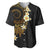 Polynesian Spiral Tribal Tattoo Baseball Jersey Golden Color