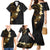 Polynesian Spiral Tribal Tattoo Family Matching Mermaid Dress and Hawaiian Shirt Golden Color