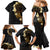 Polynesian Spiral Tribal Tattoo Family Matching Mermaid Dress and Hawaiian Shirt Golden Color