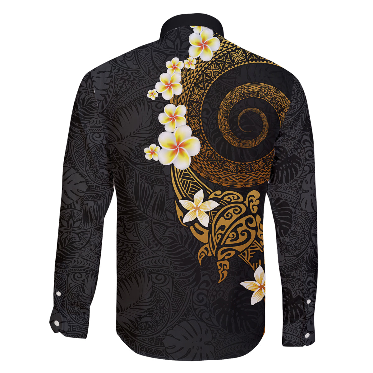 Polynesian Spiral Tribal Tattoo Family Matching Off Shoulder Short Dress and Hawaiian Shirt Golden Color LT03 - Polynesian Pride