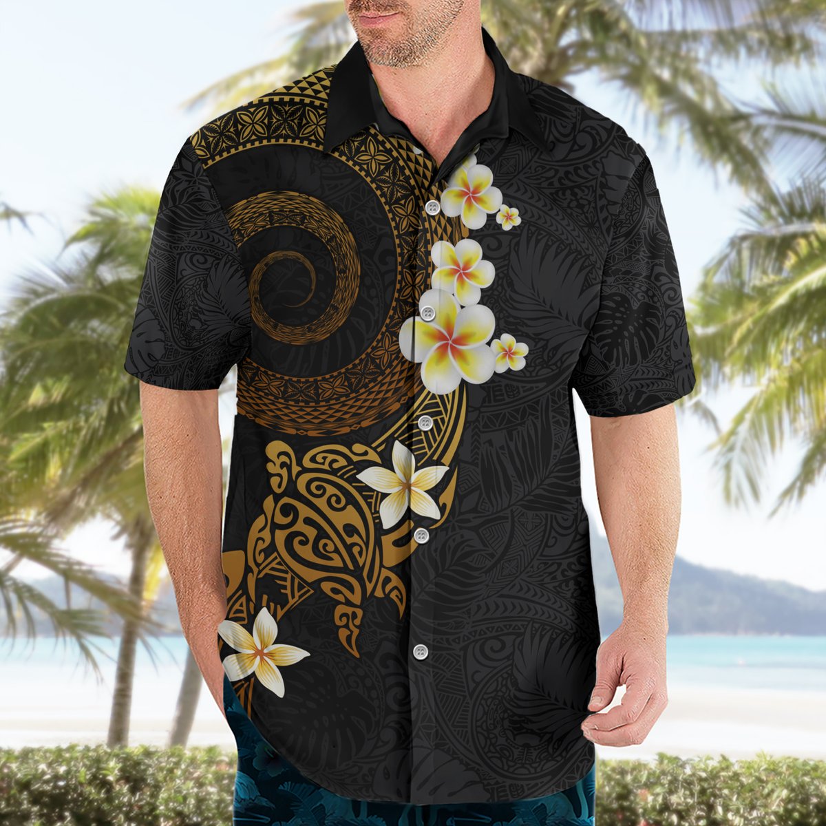 Polynesian Spiral Tribal Tattoo Hawaiian Shirt Golden Color LT03 - Polynesian Pride