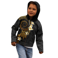 Polynesian Spiral Tribal Tattoo Kid Hoodie Golden Color