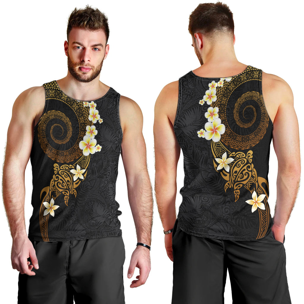 Polynesian Spiral Tribal Tattoo Men Tank Top Golden Color LT03 - Polynesian Pride