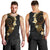 Polynesian Spiral Tribal Tattoo Men Tank Top Golden Color