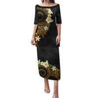 Polynesian Spiral Tribal Tattoo Puletasi Golden Color LT03 Long Dress Yellow - Polynesian Pride