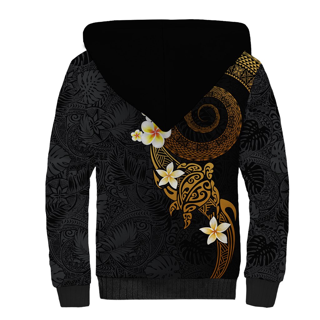Polynesian Spiral Tribal Tattoo Sherpa Hoodie Golden Color LT03 - Polynesian Pride