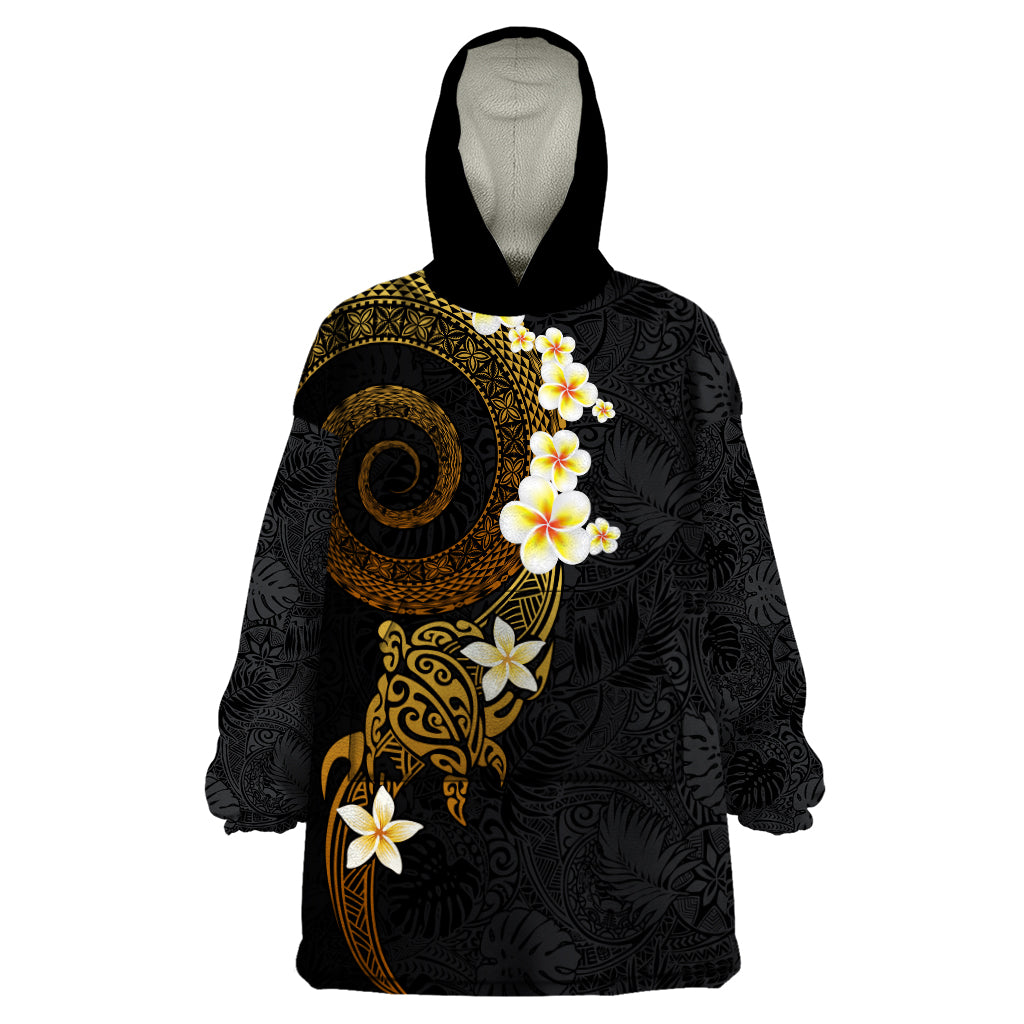 Polynesian Spiral Tribal Tattoo Wearable Blanket Hoodie Golden Color LT03 One Size Yellow - Polynesian Pride
