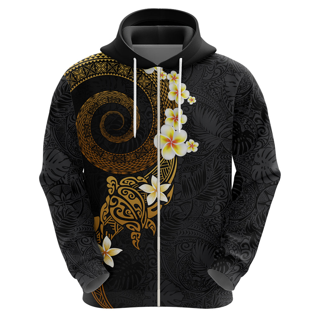 Polynesian Spiral Tribal Tattoo Zip Hoodie Golden Color