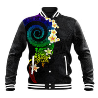 Polynesian Spiral Tribal Tattoo Baseball Jacket Fanciful Color LT03 Unisex Black - Polynesian Pride