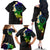 Polynesian Spiral Tribal Tattoo Family Matching Off The Shoulder Long Sleeve Dress and Hawaiian Shirt Fanciful Color