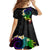 Polynesian Spiral Tribal Tattoo Family Matching Off Shoulder Maxi Dress and Hawaiian Shirt Fanciful Color