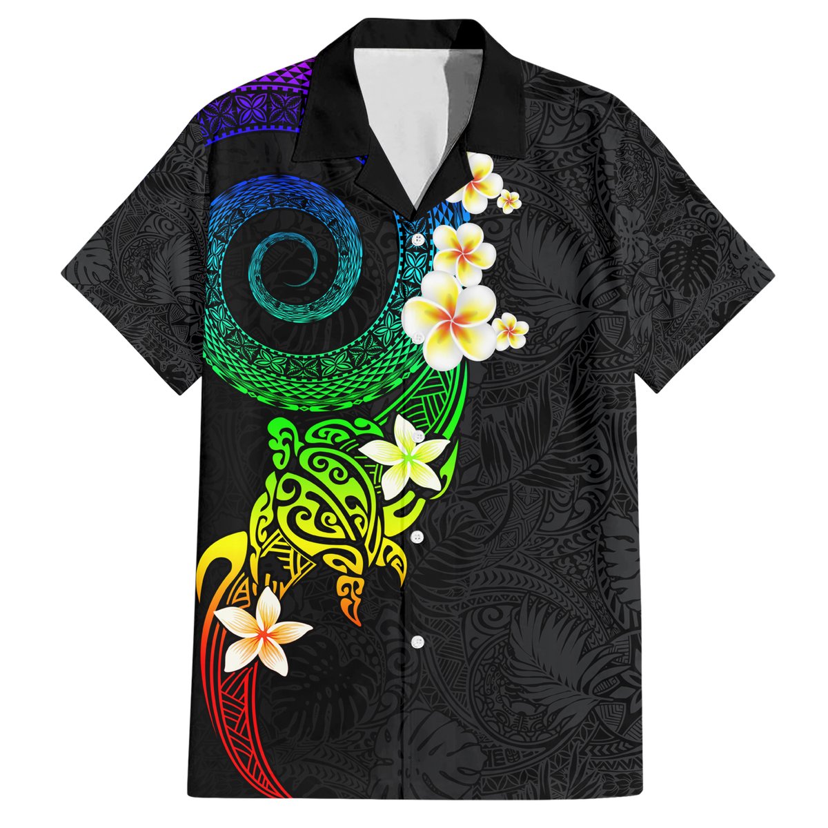 Polynesian Spiral Tribal Tattoo Hawaiian Shirt Fanciful Color LT03 Black - Polynesian Pride