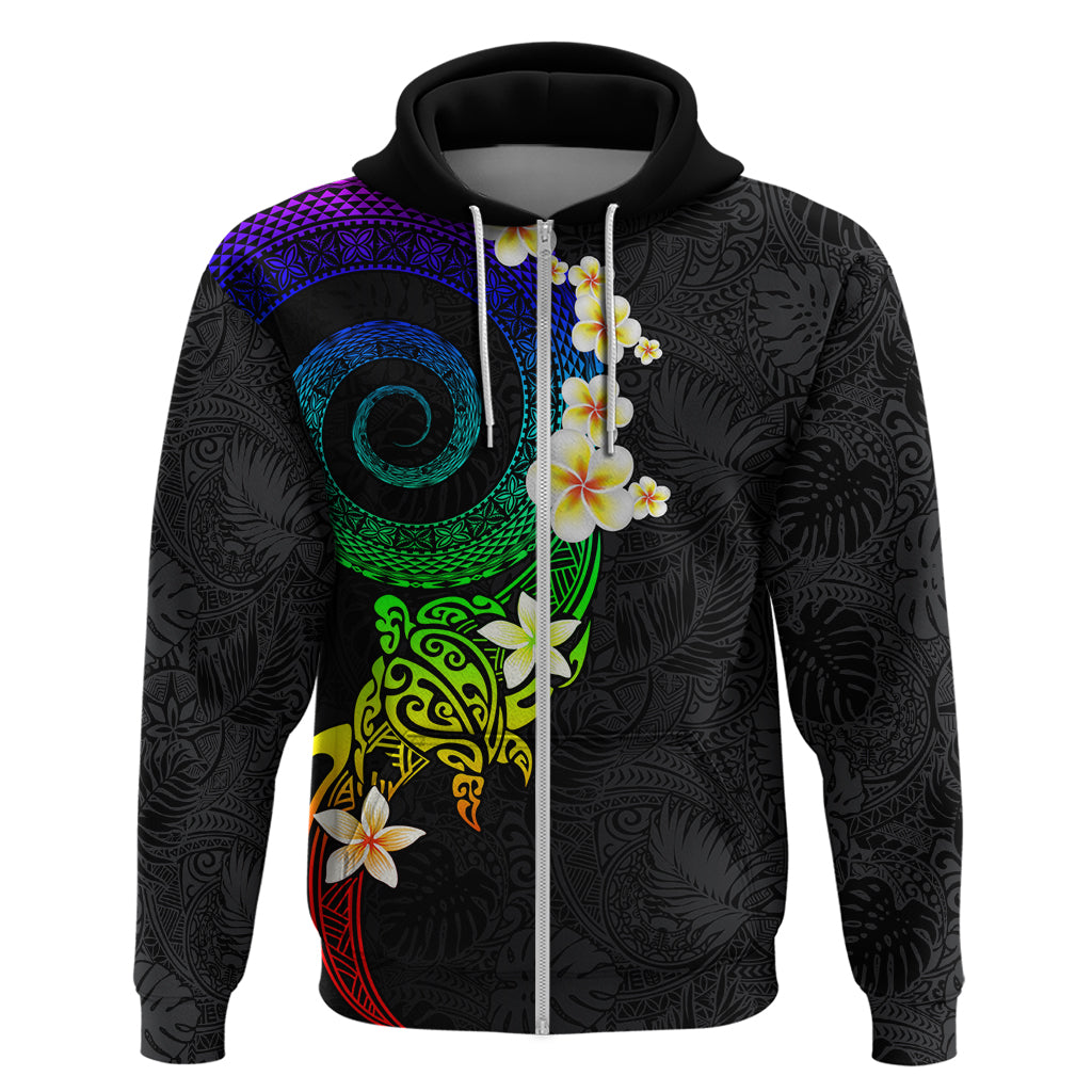 Polynesian Spiral Tribal Tattoo Hoodie Fanciful Color LT03 Zip Hoodie Black - Polynesian Pride