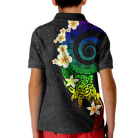 Polynesian Spiral Tribal Tattoo Kid Polo Shirt Fanciful Color