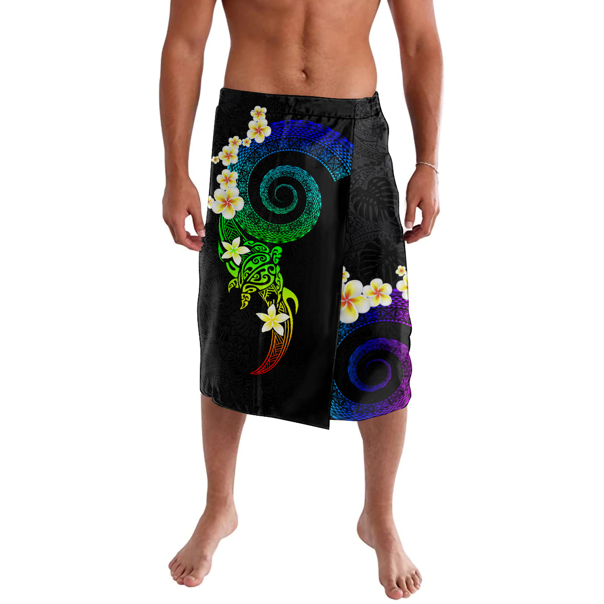 Polynesian Spiral Tribal Tattoo Lavalava Fanciful Color LT03 Black - Polynesian Pride