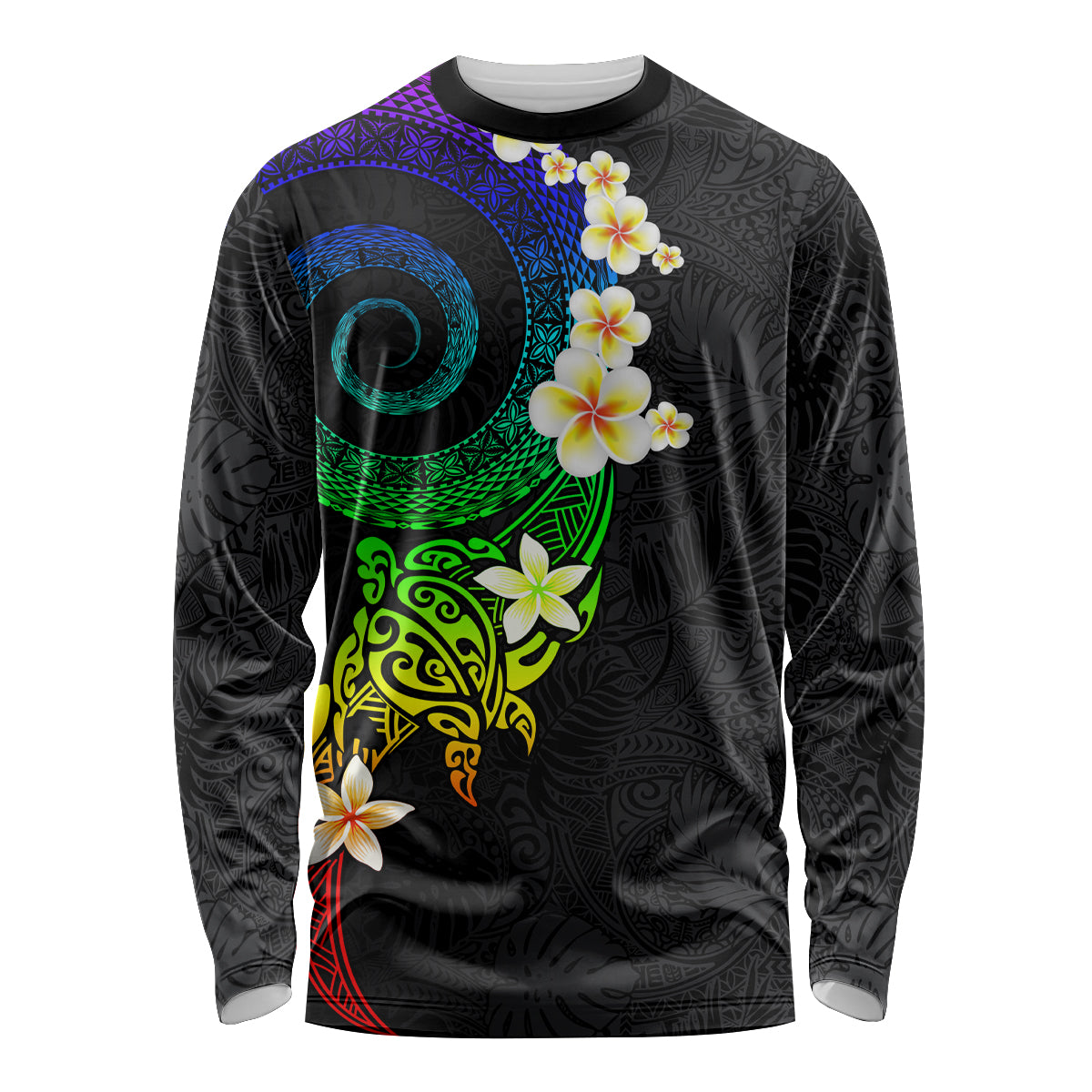 Polynesian Spiral Tribal Tattoo Long Sleeve Shirt Fanciful Color