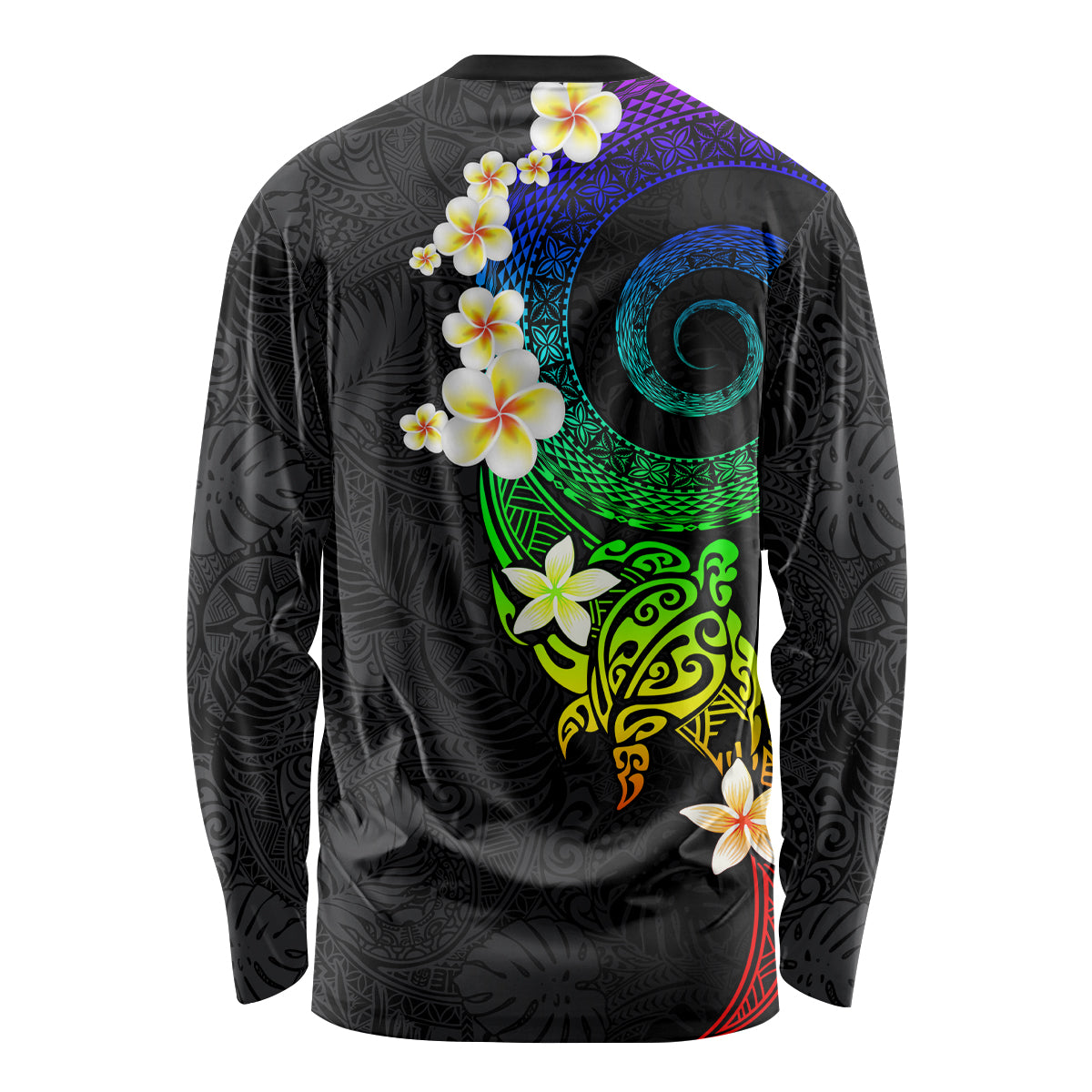 Polynesian Spiral Tribal Tattoo Long Sleeve Shirt Fanciful Color