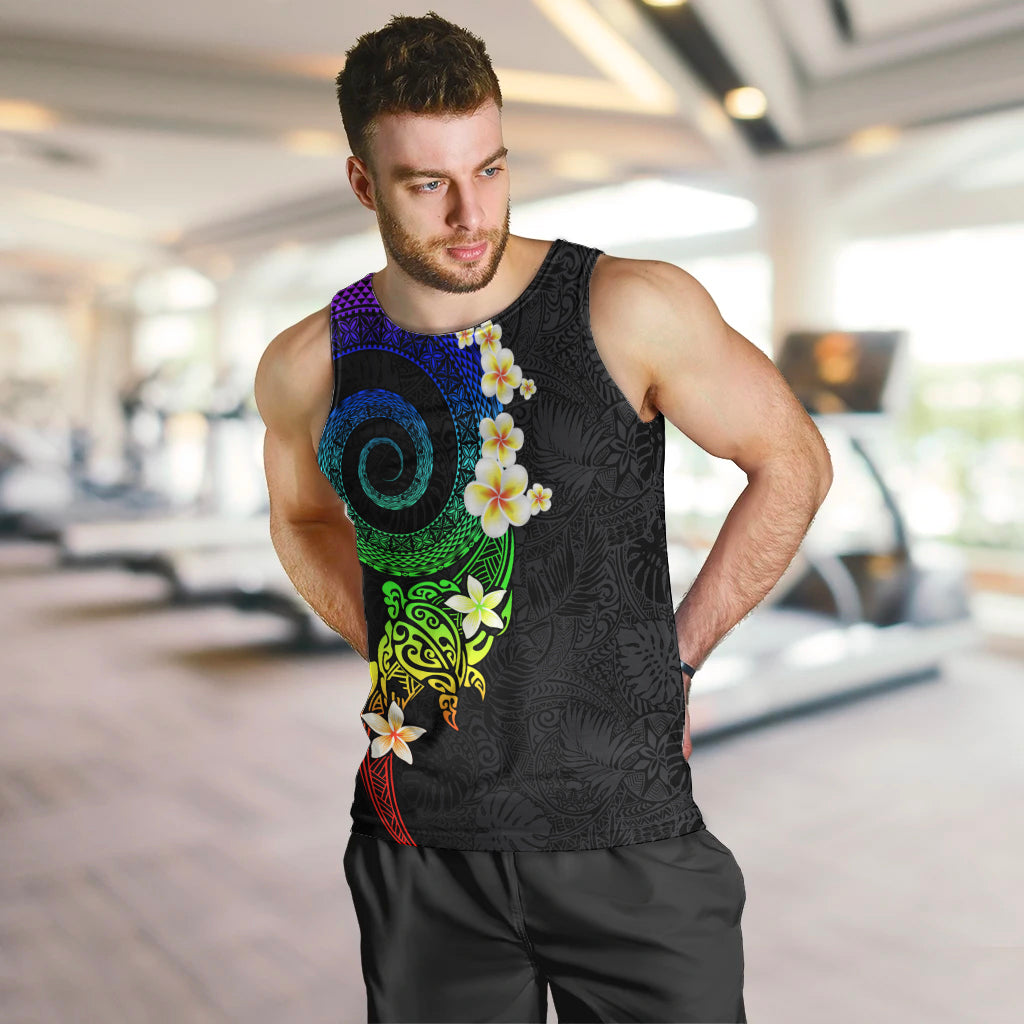 Polynesian Spiral Tribal Tattoo Men Tank Top Fanciful Color