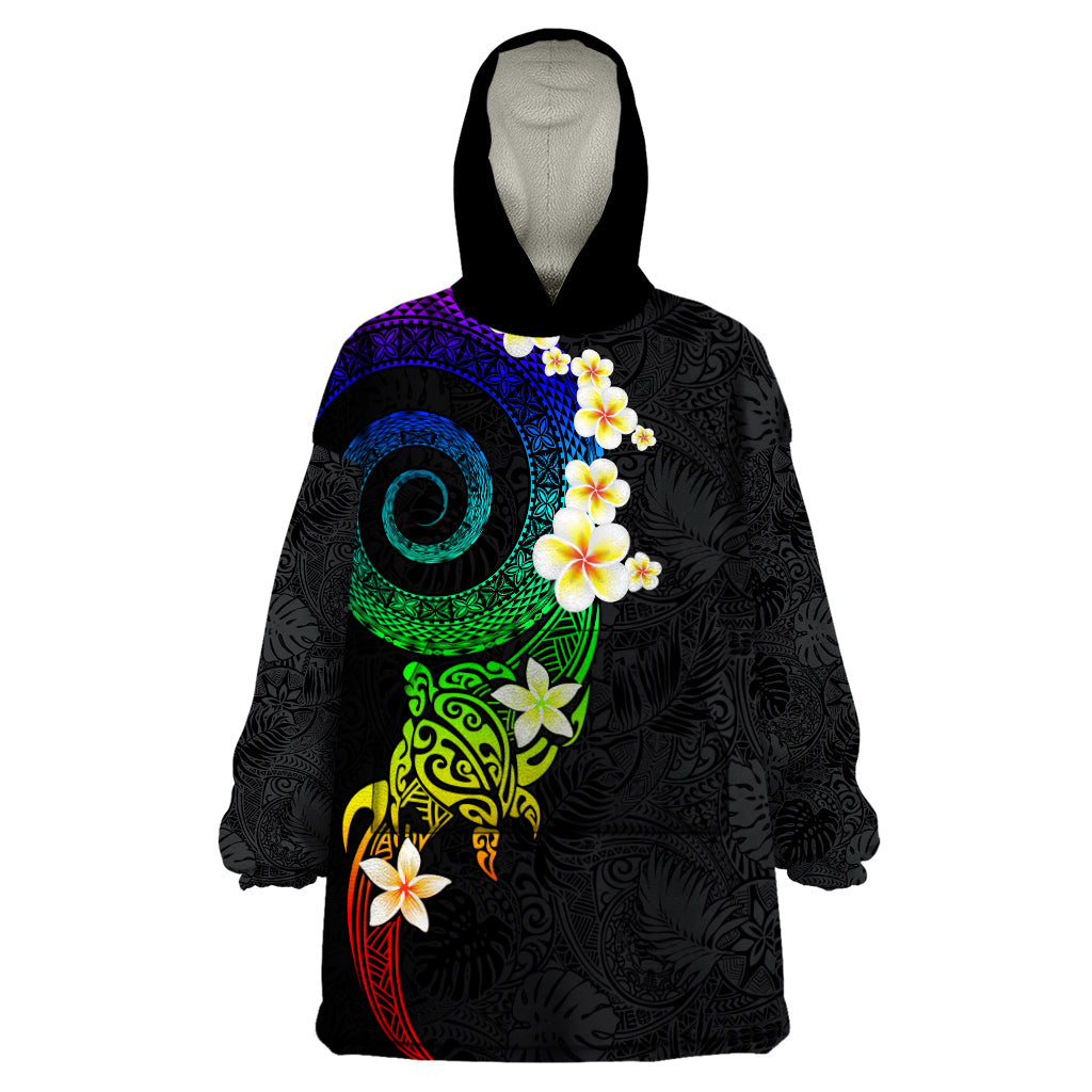 Polynesian Spiral Tribal Tattoo Wearable Blanket Hoodie Fanciful Color