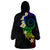 Polynesian Spiral Tribal Tattoo Wearable Blanket Hoodie Fanciful Color