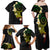 Polynesian Spiral Tribal Tattoo Family Matching Off Shoulder Maxi Dress and Hawaiian Shirt Reggae Color