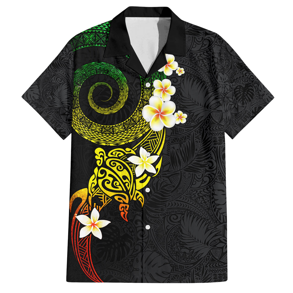Polynesian Spiral Tribal Tattoo Family Matching Summer Maxi Dress and Hawaiian Shirt Reggae Color LT03 Dad's Shirt - Short Sleeve Reggae - Polynesian Pride