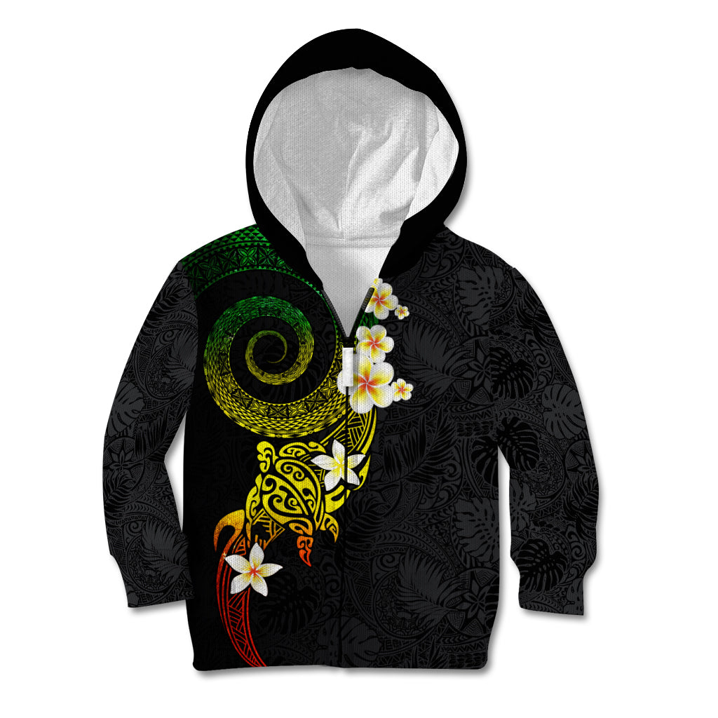 Polynesian Spiral Tribal Tattoo Kid Hoodie Reggae Color