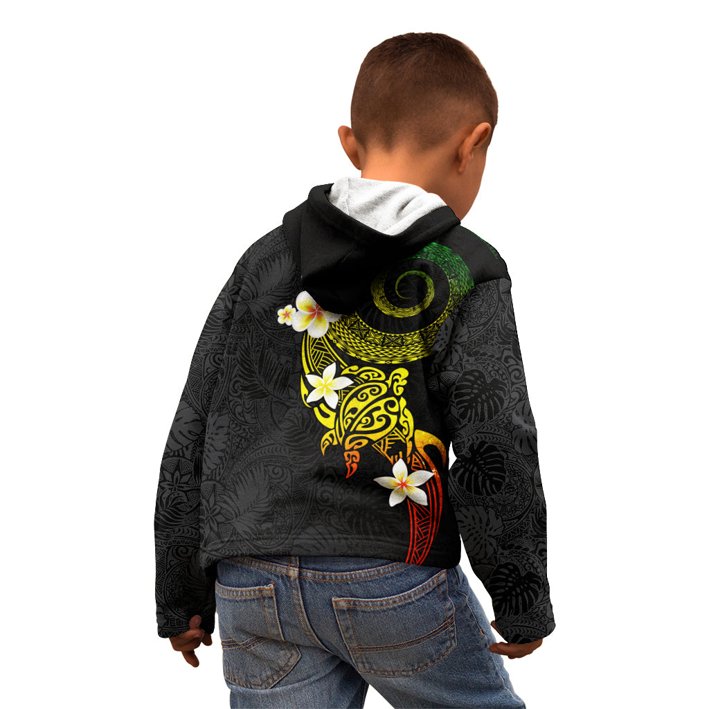 Polynesian Spiral Tribal Tattoo Kid Hoodie Reggae Color