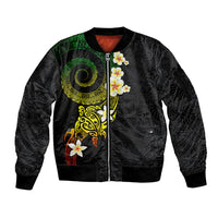 Polynesian Spiral Tribal Tattoo Sleeve Zip Bomber Jacket Reggae Color LT03 Unisex Reggae - Polynesian Pride