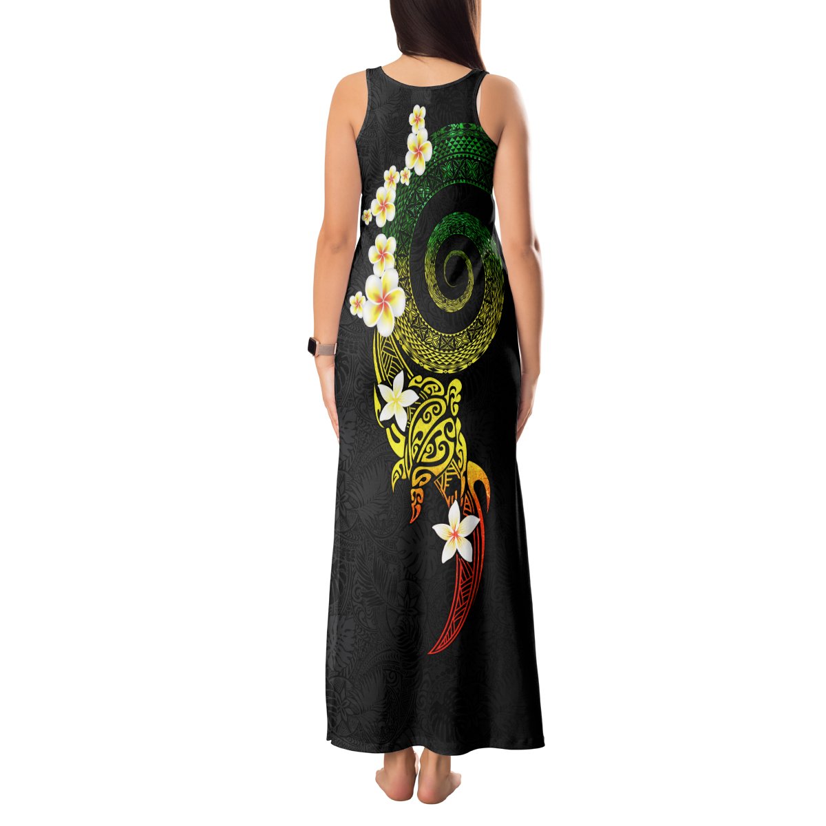 Polynesian Spiral Tribal Tattoo Tank Maxi Dress Reggae Color LT03 - Polynesian Pride