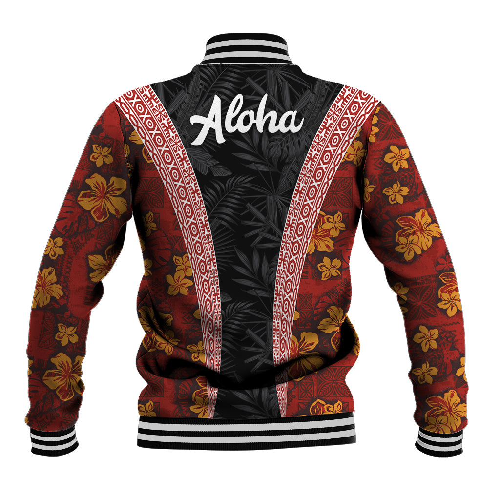 Hawaii Lei and Hibiscus Flowers Tribal Baseball Jacket Patchwork Abstract Vintage LT03 - Polynesian Pride