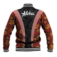 Hawaii Lei and Hibiscus Flowers Tribal Baseball Jacket Patchwork Abstract Vintage LT03 - Polynesian Pride