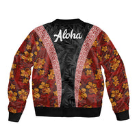 Hawaii Lei and Hibiscus Flowers Tribal Bomber Jacket Patchwork Abstract Vintage LT03 - Polynesian Pride