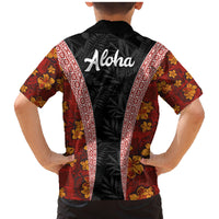 Hawaii Lei and Hibiscus Flowers Tribal Family Matching Mermaid Dress and Hawaiian Shirt Patchwork Abstract Vintage