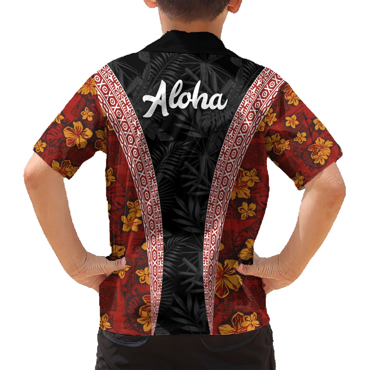 Hawaii Lei and Hibiscus Flowers Tribal Hawaiian Shirt Patchwork Abstract Vintage LT03 - Polynesian Pride