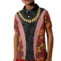 Hawaii Lei and Hibiscus Flowers Tribal Kid Polo Shirt Patchwork Abstract Vintage