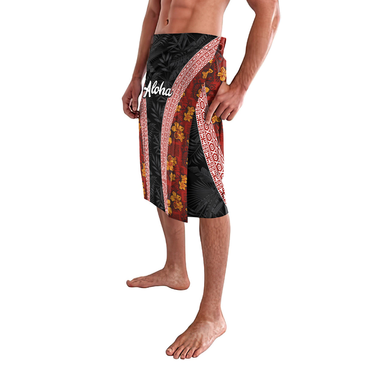 Hawaii Lei and Hibiscus Flowers Tribal Lavalava Patchwork Abstract Vintage LT03 - Polynesian Pride