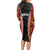 Hawaii Lei and Hibiscus Flowers Tribal Long Sleeve Bodycon Dress Patchwork Abstract Vintage