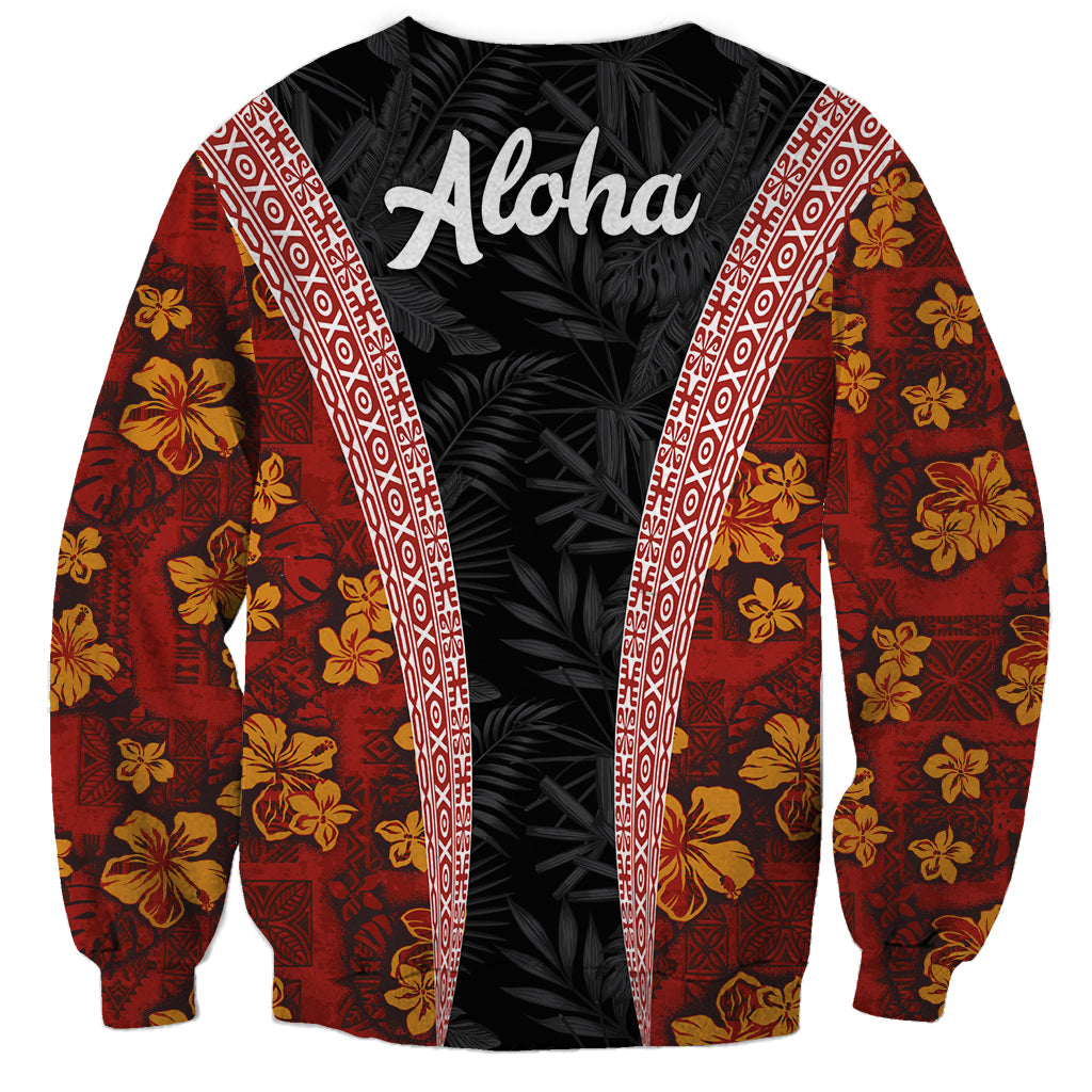 Hawaii Lei and Hibiscus Flowers Tribal Sweatshirt Patchwork Abstract Vintage LT03 - Polynesian Pride