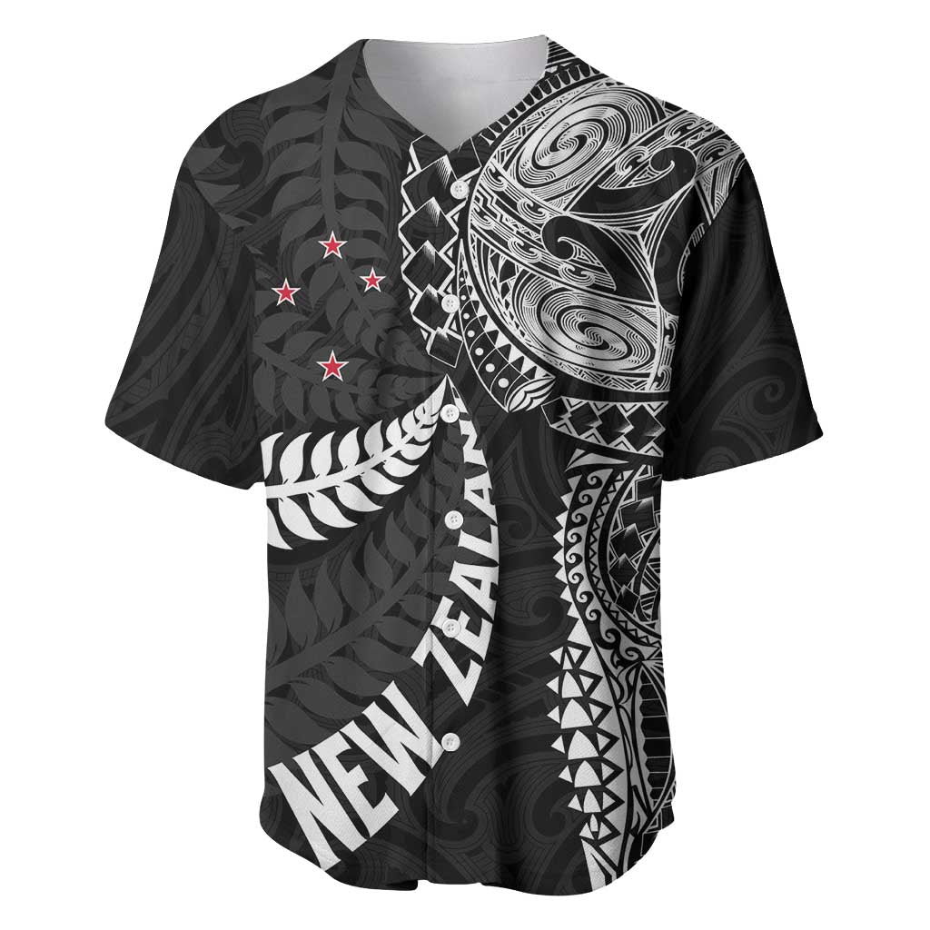 Aotearoa Volleyball Custom Baseball Jersey Silver Ferns and Maori Tribal Black LT03 Black - Polynesian Pride