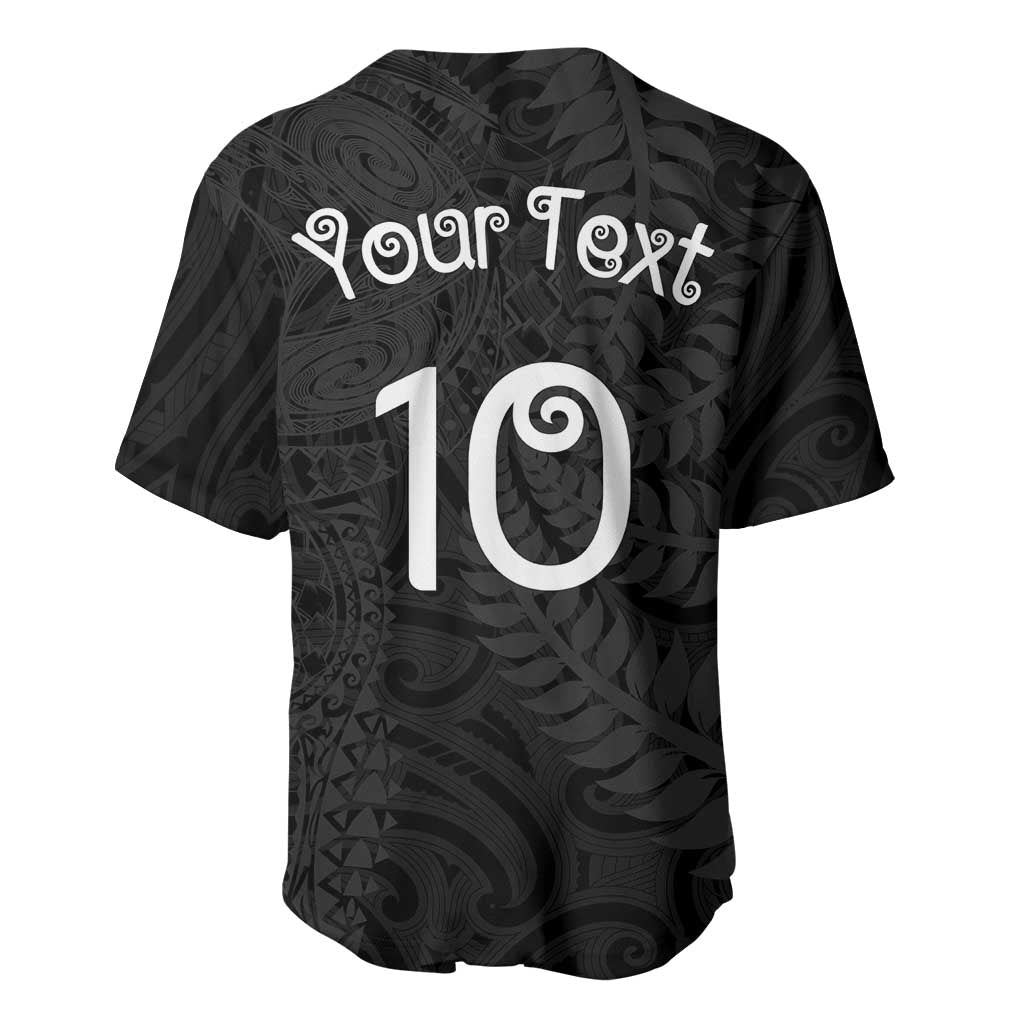 Aotearoa Volleyball Custom Baseball Jersey Silver Ferns and Maori Tribal Black LT03 - Polynesian Pride