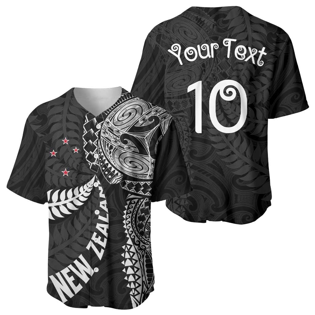 Aotearoa Volleyball Custom Baseball Jersey Silver Ferns and Maori Tribal Black LT03 - Polynesian Pride