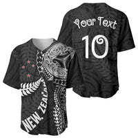 Aotearoa Volleyball Custom Baseball Jersey Silver Ferns and Maori Tribal Black LT03 - Polynesian Pride