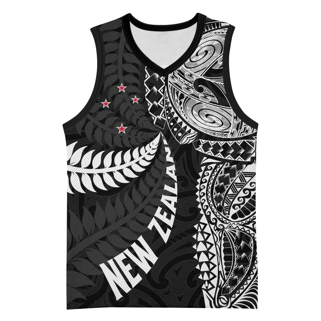 Aotearoa Volleyball Custom Basketball Jersey Silver Ferns and Maori Tribal Black LT03 Unisex Black - Polynesian Pride