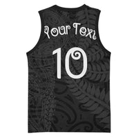 Aotearoa Volleyball Custom Basketball Jersey Silver Ferns and Maori Tribal Black LT03 - Polynesian Pride