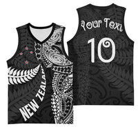 Aotearoa Volleyball Custom Basketball Jersey Silver Ferns and Maori Tribal Black LT03 - Polynesian Pride