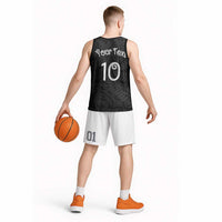 Aotearoa Volleyball Custom Basketball Jersey Silver Ferns and Maori Tribal Black LT03 - Polynesian Pride
